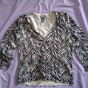 Ann Tayler Cardigan Half Sleeve, M, Zebra Print